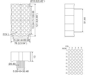 4.6 Inch 5X8 Single Color LED DOT Matrix